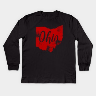 State of Ohio Distressed Vintage Kids Long Sleeve T-Shirt